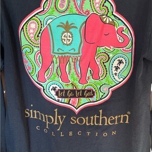 Simply Southern Navy Elephant Let Go Let God Long Sleeve Shirt